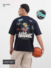Men's Blue Relaxed Fit Embroided 240 GSM Casual T-Shirt