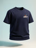 Men's Navy Blue Relaxed Fit Embroided 240 GSM Casual T-Shirt