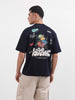 Men's Blue Relaxed Fit Embroided 240 GSM Casual T-Shirt
