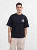 Men's Blue Relaxed Fit Embroided 240 GSM Casual T-Shirt