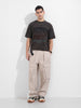 Men's Grey Relaxed Fit Graphic Printed 240 GSM Casual T-Shirt
