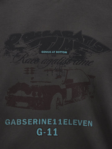 Men's Grey Relaxed Fit Graphic Printed 240 GSM Casual T-Shirt