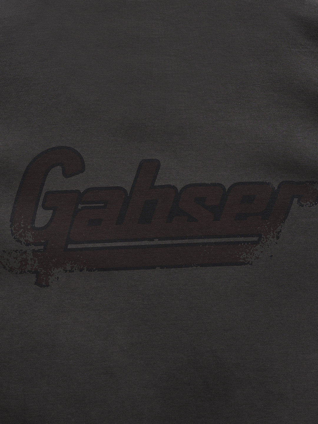 Men's Grey Relaxed Fit Graphic Printed 240 GSM Casual T-Shirt