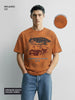 Men's Orange Relaxed Fit Graphic Printed 240 GSM Casual T-Shirt
