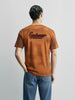 Men's Orange Relaxed Fit Graphic Printed 240 GSM Casual T-Shirt
