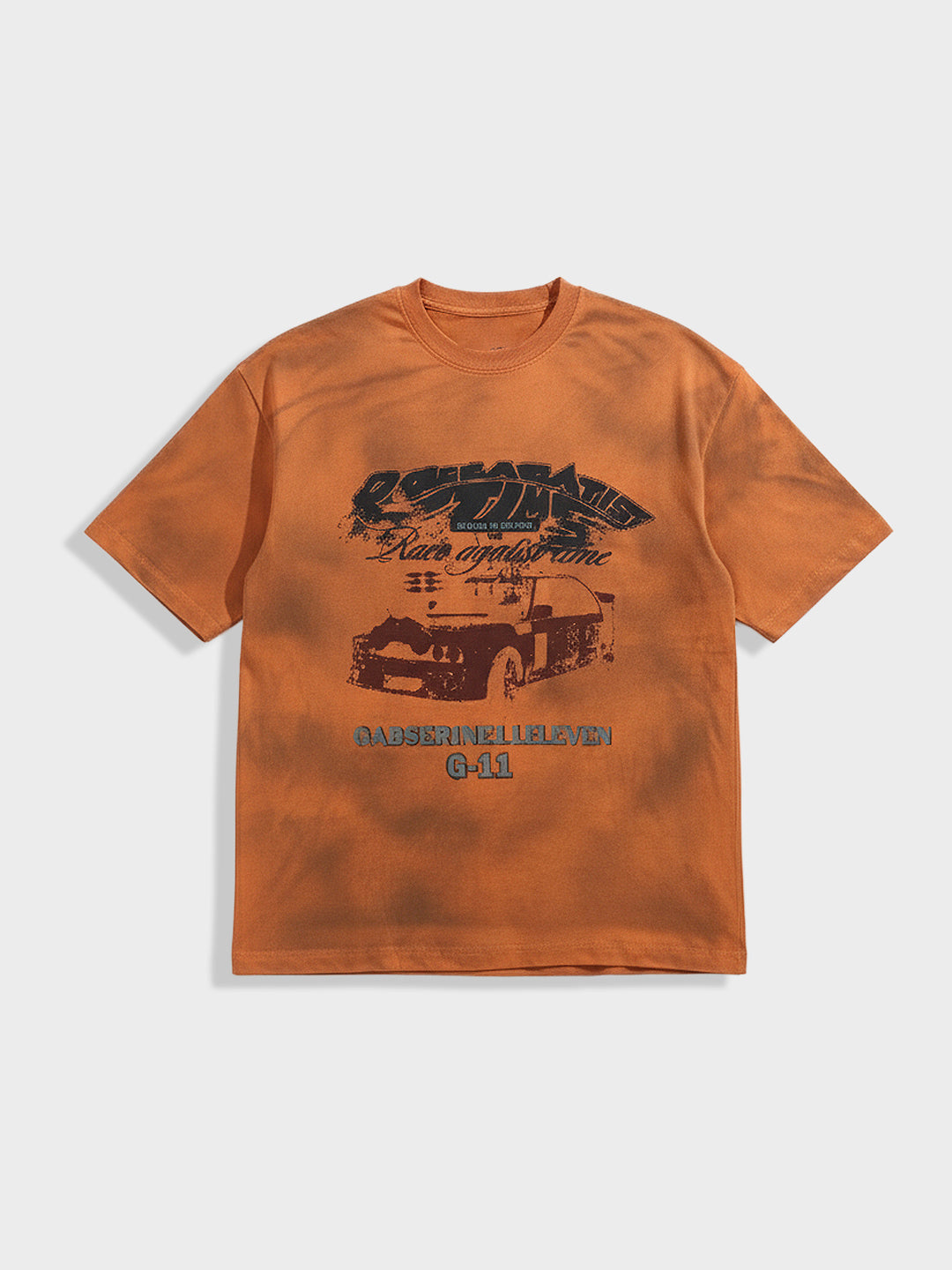 Men's Orange Relaxed Fit Graphic Printed 240 GSM Casual T-Shirt