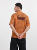 Men's Orange Relaxed Fit Graphic Printed 240 GSM Casual T-Shirt