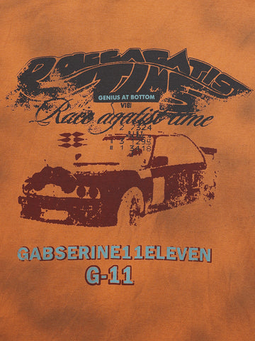 Men's Orange Relaxed Fit Graphic Printed 240 GSM Casual T-Shirt