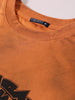 Men's Orange Relaxed Fit Graphic Printed 240 GSM Casual T-Shirt