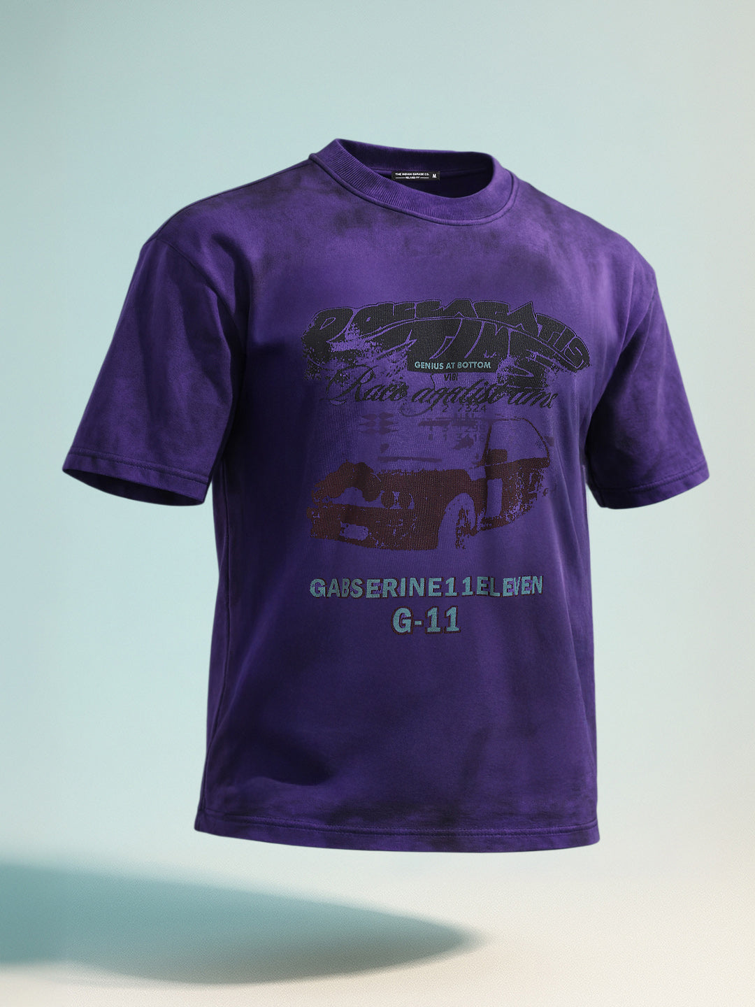 Men's Purple Relaxed Fit Graphic Printed 240 GSM Casual T-Shirt