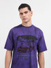 Men's Purple Relaxed Fit Graphic Printed 240 GSM Casual T-Shirt
