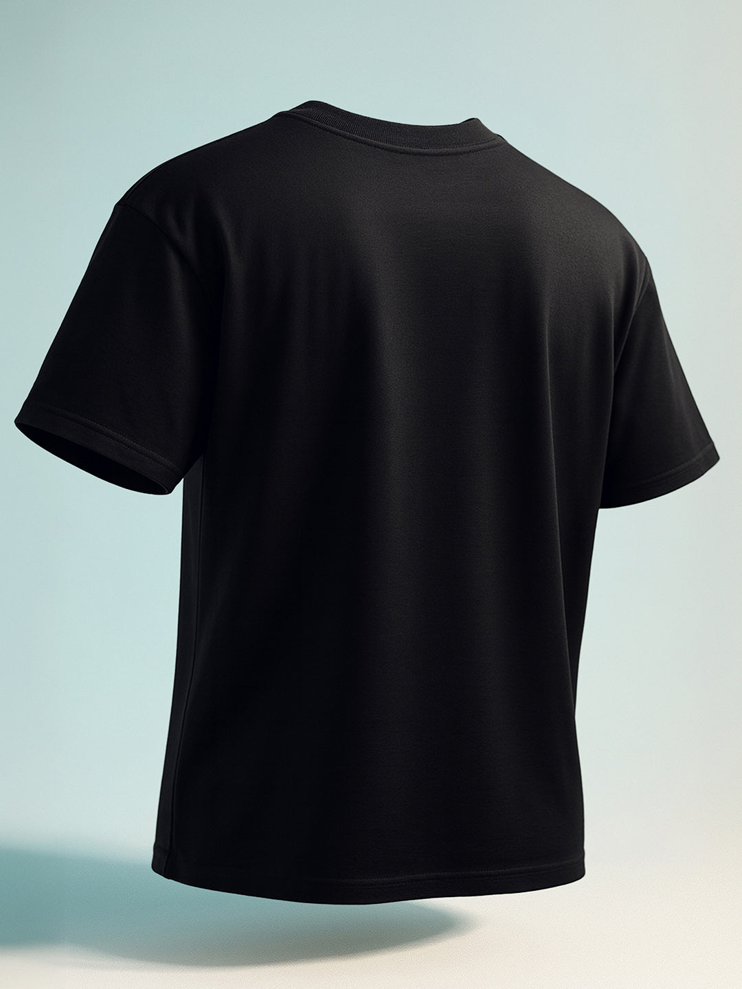 Men's Black Relaxed Fit Graphic Printed 240 GSM Casual T-Shirt