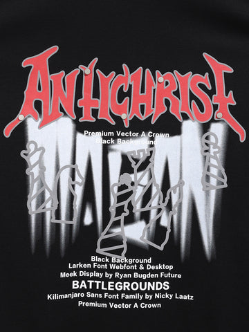 Men's Black Relaxed Fit Graphic Printed 240 GSM Casual T-Shirt