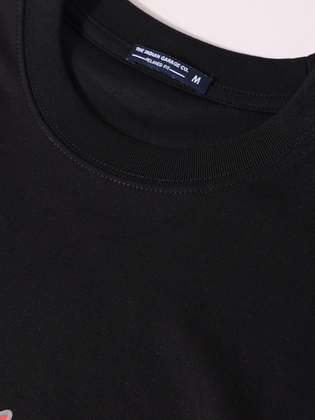 Men's Black Relaxed Fit Graphic Printed 240 GSM Casual T-Shirt