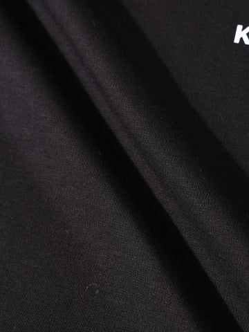 Men's Black Relaxed Fit Graphic Printed 240 GSM Casual T-Shirt