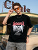 Men's Black Relaxed Fit Graphic Printed 240 GSM Casual T-Shirt