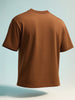 Men's Brown Relaxed Fit Graphic Printed 240 GSM Casual T-Shirt
