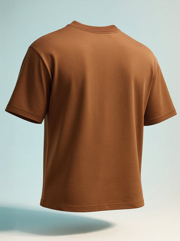 Men's Brown Relaxed Fit Graphic Printed 240 GSM Casual T-Shirt