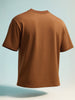 Men's Brown Relaxed Fit Graphic Printed 240 GSM Casual T-Shirt