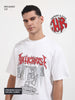 Men's White Relaxed Fit Graphic Printed 240 GSM Casual T-Shirt