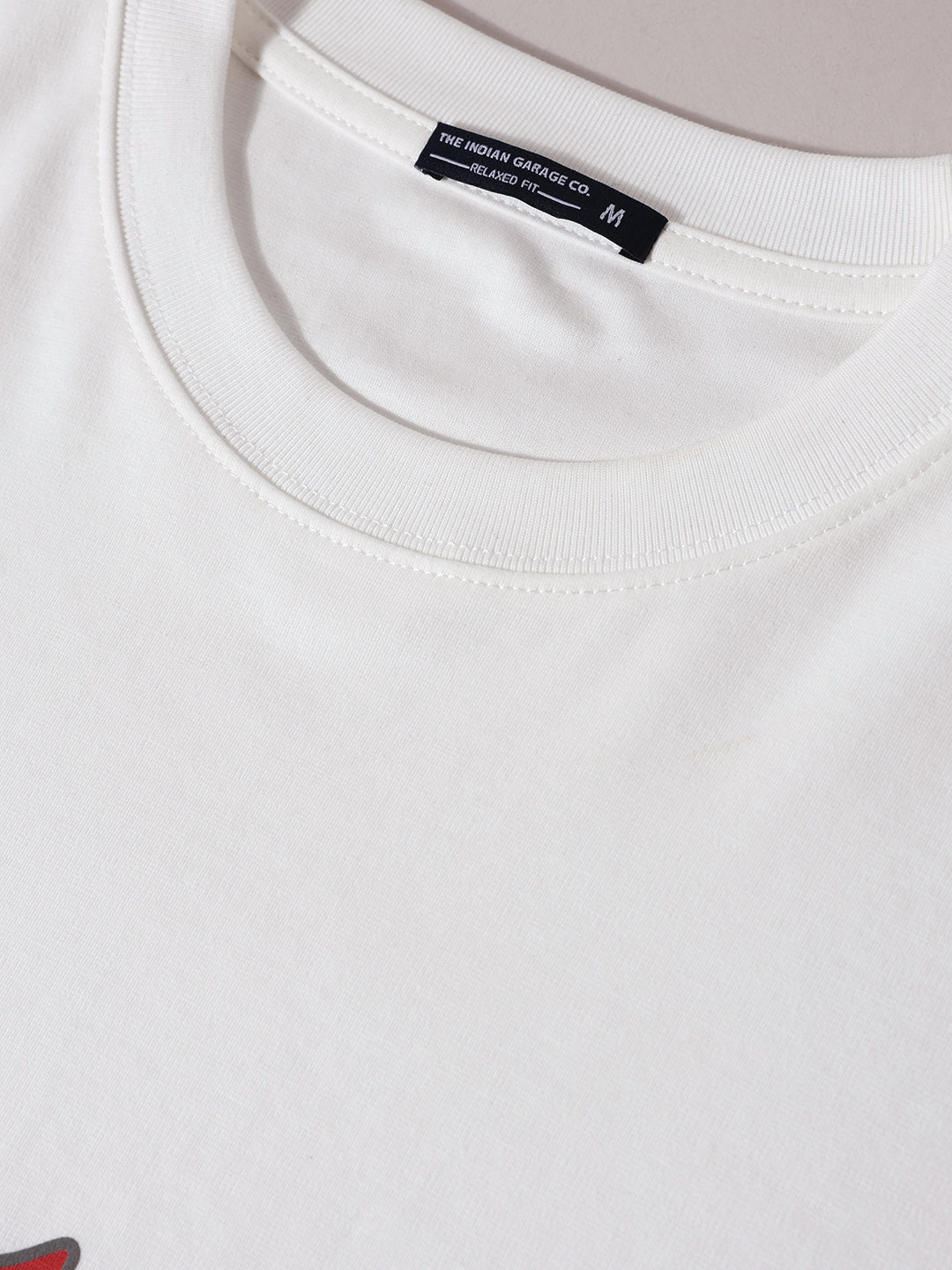 Men's White Relaxed Fit Graphic Printed 240 GSM Casual T-Shirt