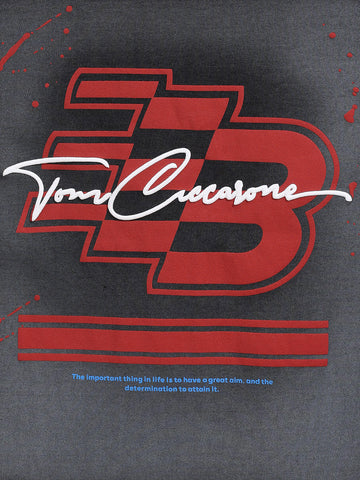 Men's Black Relaxed Fit Embroided 240 GSM Casual T-Shirt