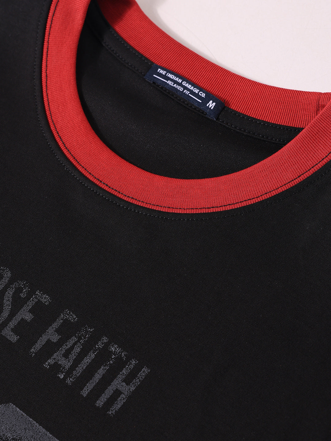 Men's Black Relaxed Fit Embroided 240 GSM Casual T-Shirt