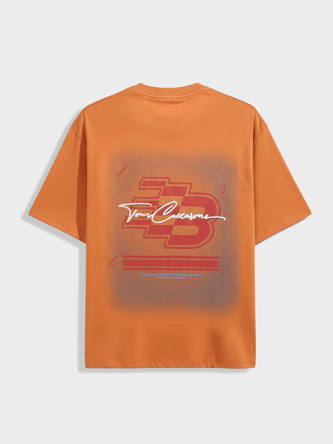Men's Orange Relaxed Fit Embroided 240 GSM Casual T-Shirt