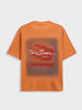 Men's Orange Relaxed Fit Embroided 240 GSM Casual T-Shirt