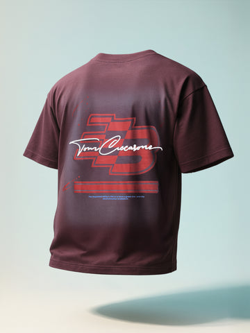 Men's Maroon Relaxed Fit Embroided 240 GSM Casual T-Shirt