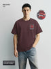 Men's Maroon Relaxed Fit Embroided 240 GSM Casual T-Shirt
