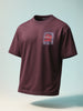 Men's Maroon Relaxed Fit Embroided 240 GSM Casual T-Shirt