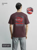 Men's Maroon Relaxed Fit Embroided 240 GSM Casual T-Shirt