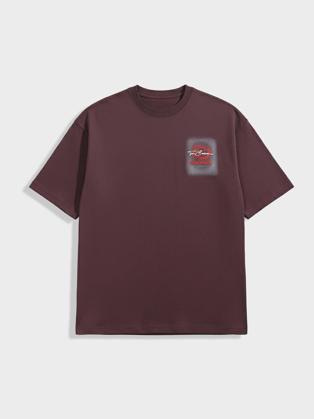 Men's Maroon Relaxed Fit Embroided 240 GSM Casual T-Shirt