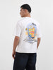 Men's White Relaxed Fit Embroided 240 GSM Casual T-Shirt