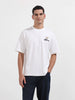 Men's White Relaxed Fit Embroided 240 GSM Casual T-Shirt