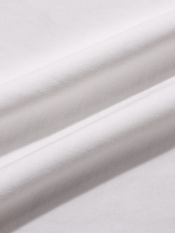 Men's White Relaxed Fit Embroided 240 GSM Casual T-Shirt