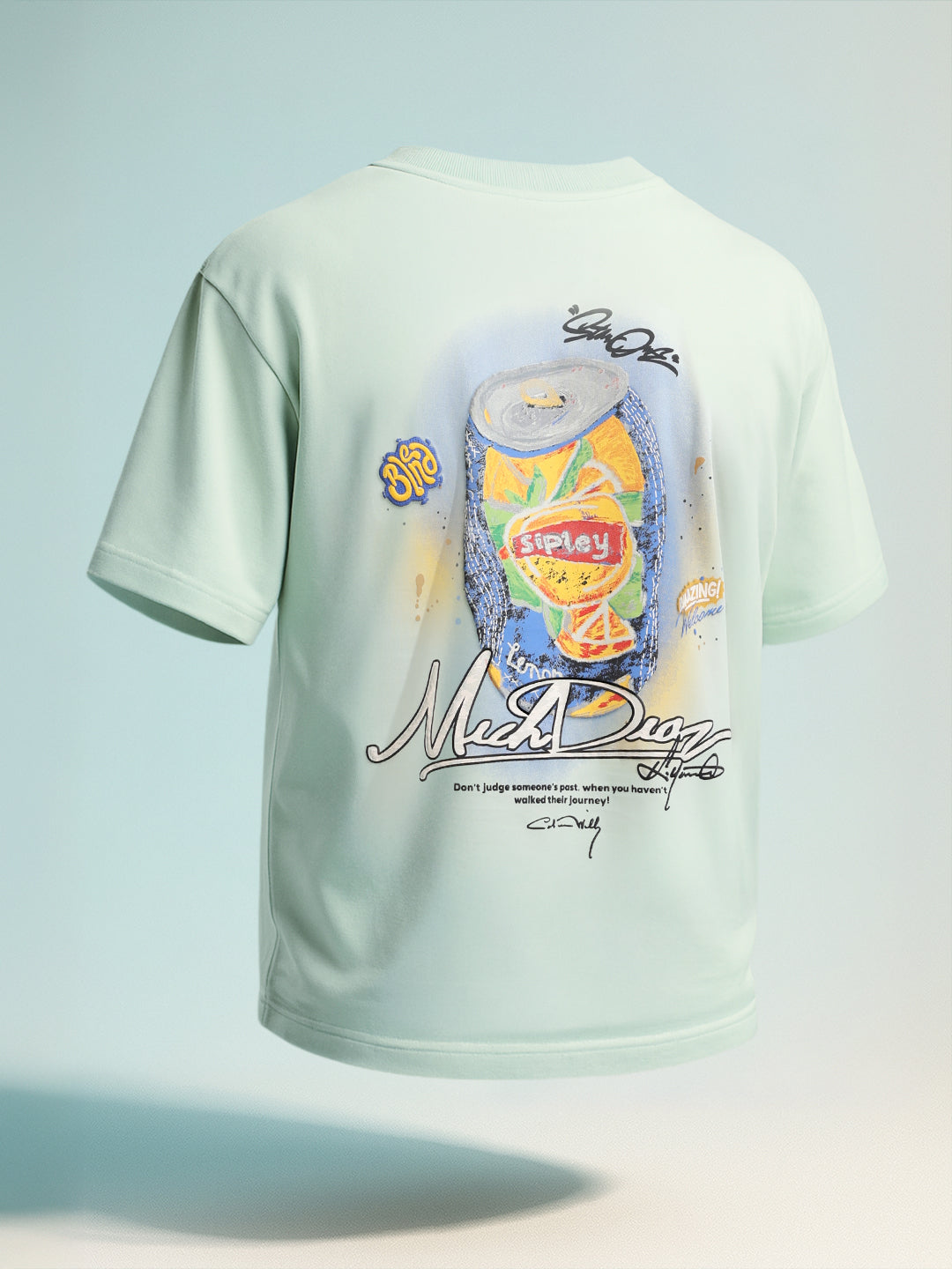Men's Green Relaxed Fit Embroided 240 GSM Casual T-Shirt