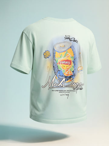 Men's Green Relaxed Fit Embroided 240 GSM Casual T-Shirt
