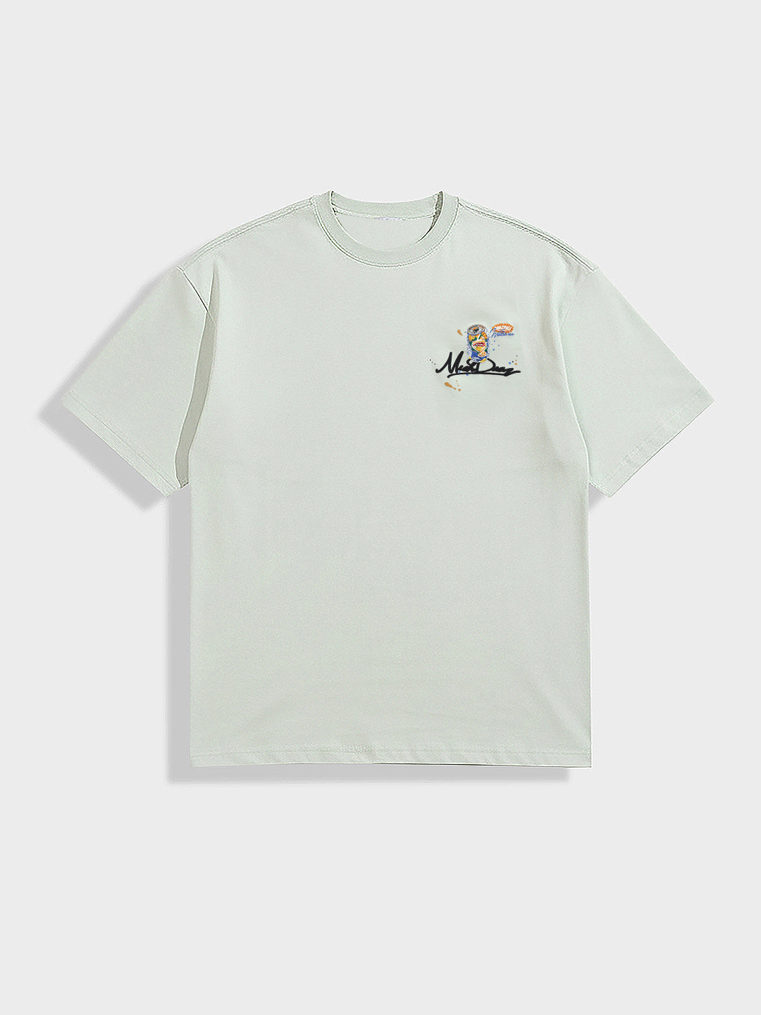 Men's Green Relaxed Fit Embroided 240 GSM Casual T-Shirt