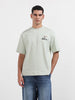 Men's Green Relaxed Fit Embroided 240 GSM Casual T-Shirt