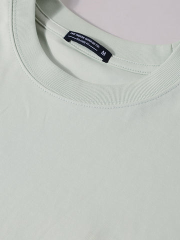 Men's Green Relaxed Fit Embroided 240 GSM Casual T-Shirt