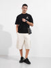 Men's Black Relaxed Fit Embroided 240 GSM Casual T-Shirt