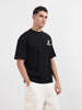 Men's Black Relaxed Fit Embroided 240 GSM Casual T-Shirt