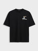 Men's Black Relaxed Fit Embroided 240 GSM Casual T-Shirt