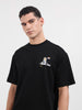 Men's Black Relaxed Fit Embroided 240 GSM Casual T-Shirt