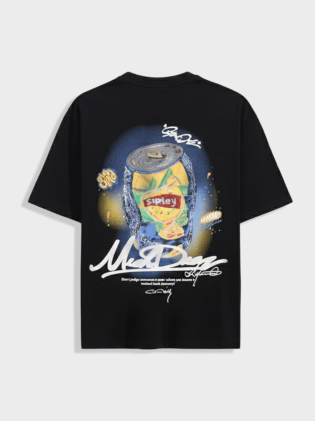 Men's Black Relaxed Fit Embroided 240 GSM Casual T-Shirt