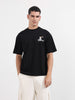 Men's Black Relaxed Fit Embroided 240 GSM Casual T-Shirt