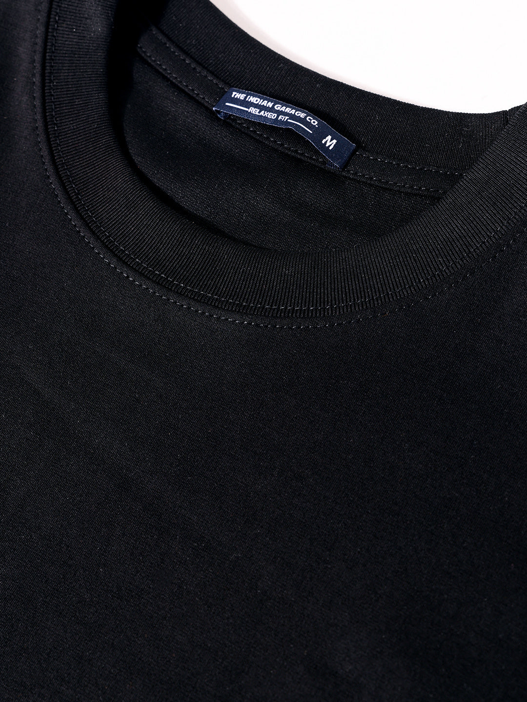 Men's Black Relaxed Fit Embroided 240 GSM Casual T-Shirt