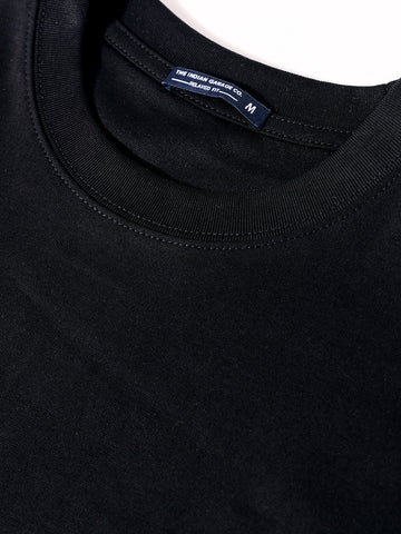 Men's Black Relaxed Fit Embroided 240 GSM Casual T-Shirt